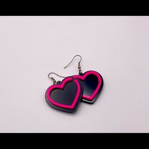 Black Heart Acrylic Earrings